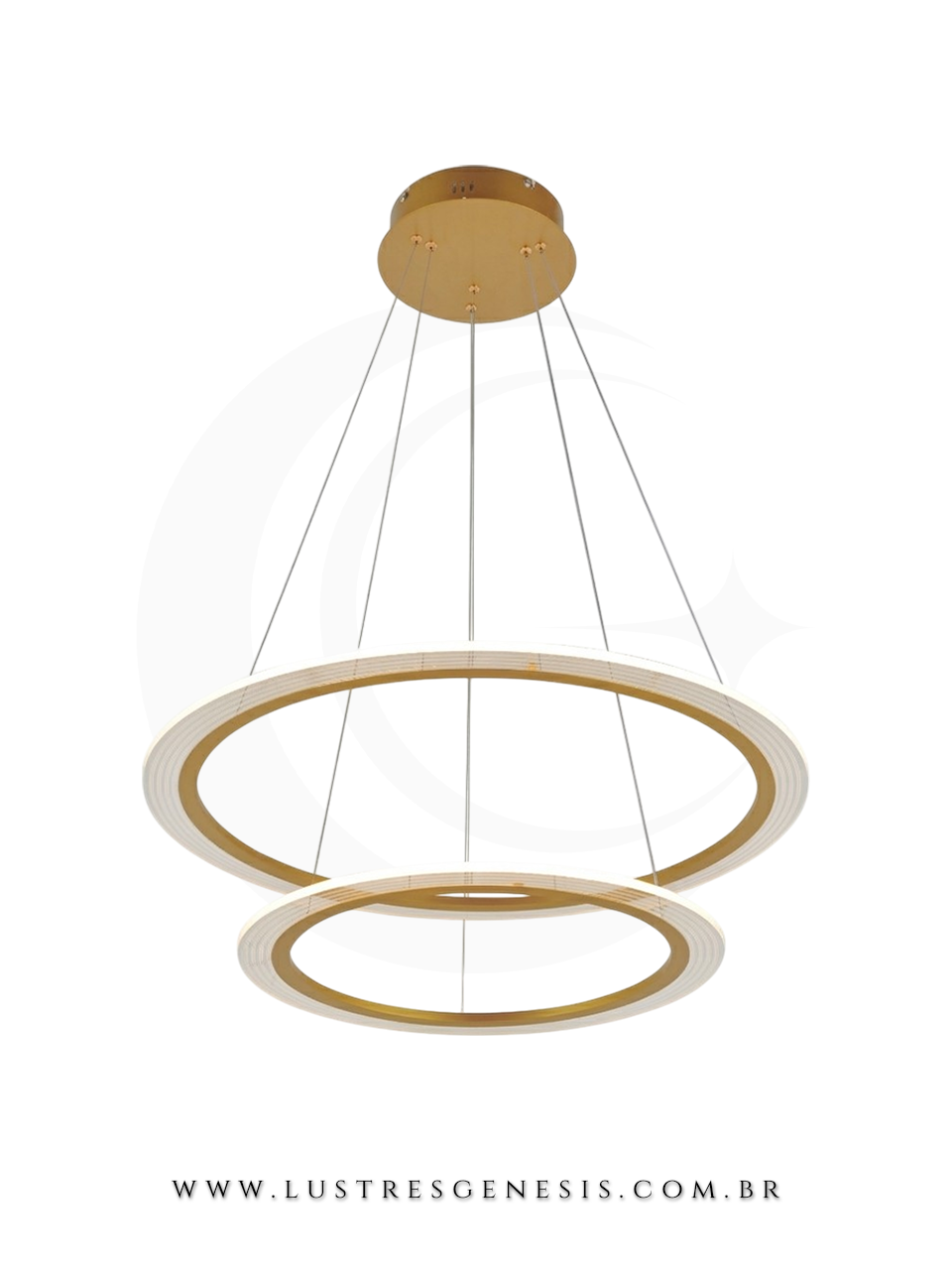 Lustre Pendente Moderno Alum&iacute;nio Acr&iacute;lico LED DCD03178 Dourado Bivolt 63W 3000K &Oslash;40x60cm, Sala de Jantar, Sala de Estar